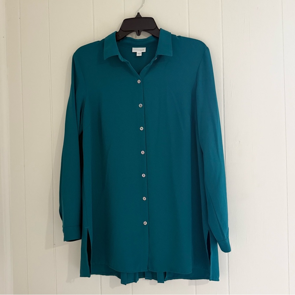 J. Jill Teal Oversized Button Blouse size S